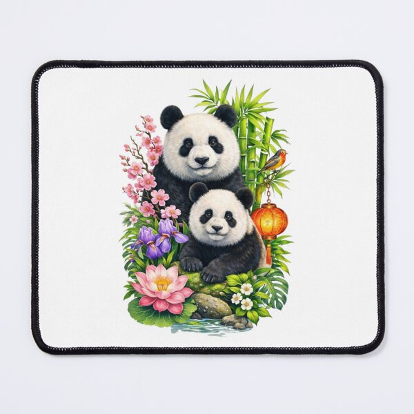 Item preview, Pandas and Asian flora designed and sold by CHRIST5000.