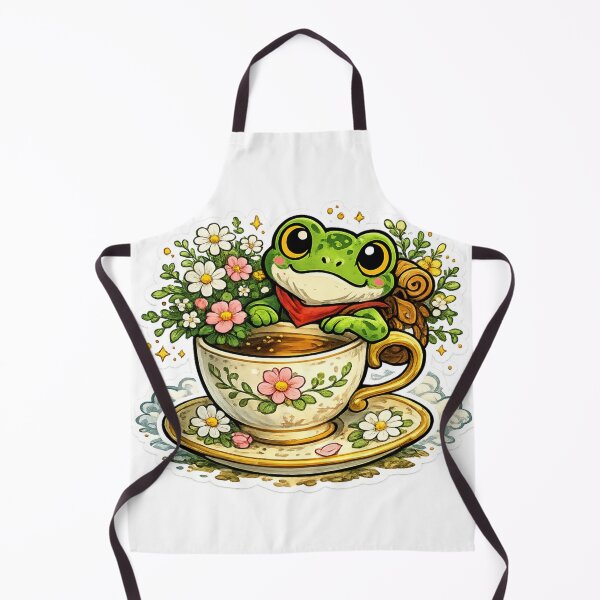 Item preview, Frog with teacup , cozy cottagecore with flowers design designed and sold by ArtsyExplorer.