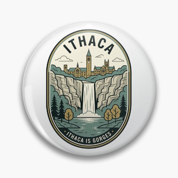 Item preview, Vintage Ithaca New York Waterfall Nature Badge designed and sold by k3rstman1.