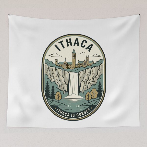 Item preview, Vintage Ithaca New York Waterfall Nature Badge designed and sold by k3rstman1.