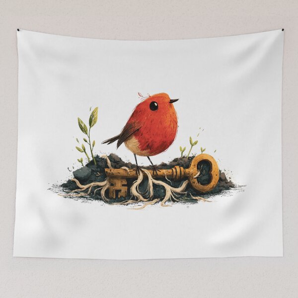 Item preview, Secret Garden Robin With Golden Key Art designed and sold by Fenay Designs.