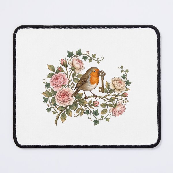 Item preview, Robin Holding Key With Roses Secret Garden Art designed and sold by Fenay Designs.