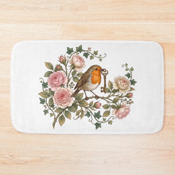 Item preview, Robin Holding Key With Roses Secret Garden Art designed and sold by Fenay Designs.