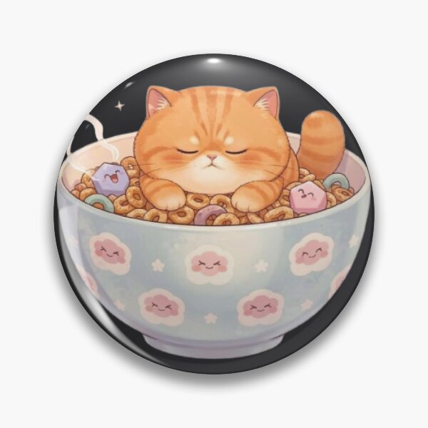Item preview, Sleepy Cat Cereal Bowl Kawaii Food designed and sold by Moody Vibes Studio.