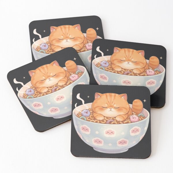 Item preview, Sleepy Cat Cereal Bowl Kawaii Food designed and sold by Moody Vibes Studio.