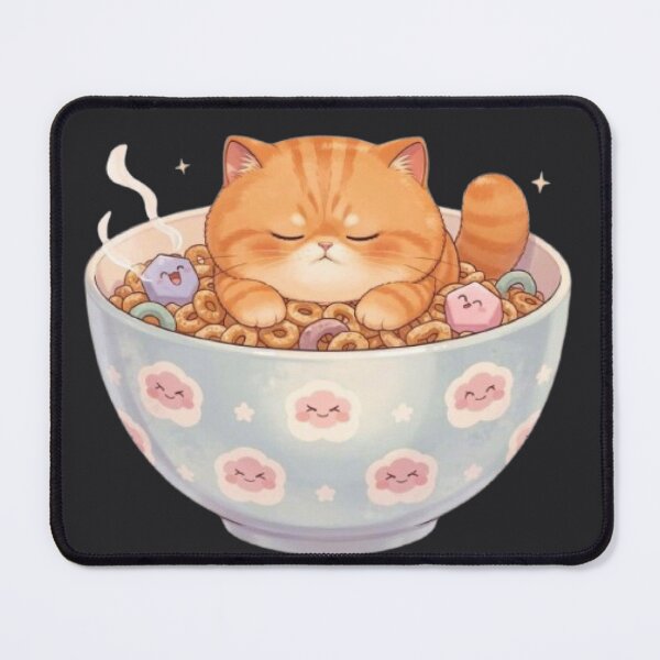 Item preview, Sleepy Cat Cereal Bowl Kawaii Food designed and sold by Moody Vibes Studio.