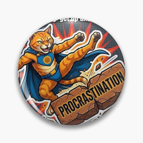 Item preview, Manifesting Get Up and Do It Now Motivational Cat Superhero Sticker | Anti Procrastination Gift designed and sold by kikimagnet.