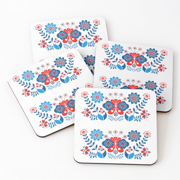 Item preview, Copy of Scandinavian-inspired folk art blue and red designed and sold by xiao xuans.