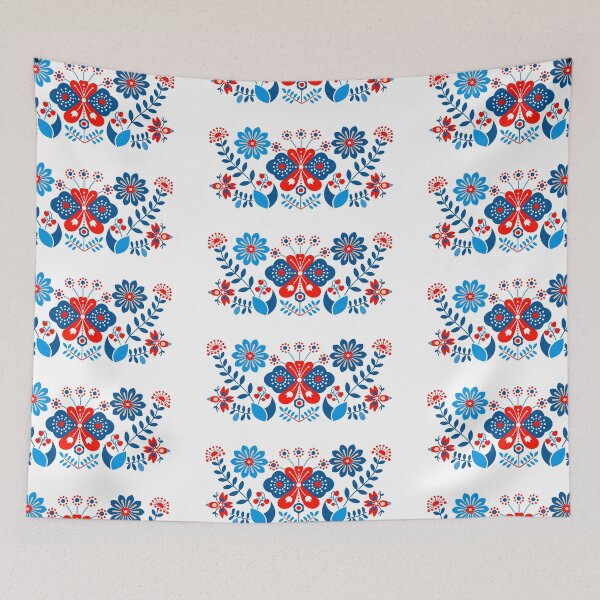 Item preview, Copy of Scandinavian-inspired folk art blue and red designed and sold by xiao xuans.
