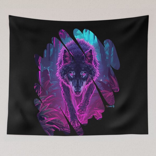 Item preview, Wolf prowling a neon jungle in Augmented reality 7 designed and sold by Neon G.