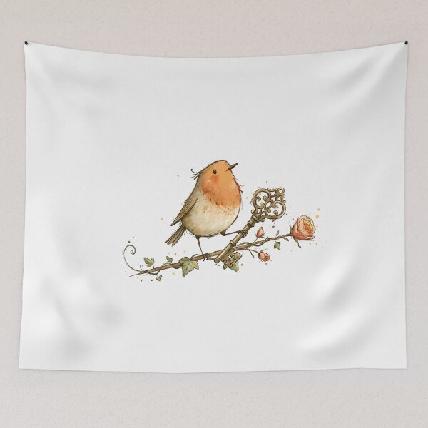 Item preview, Secret Garden Robin Key Branch Floral Art designed and sold by Fenay Designs.