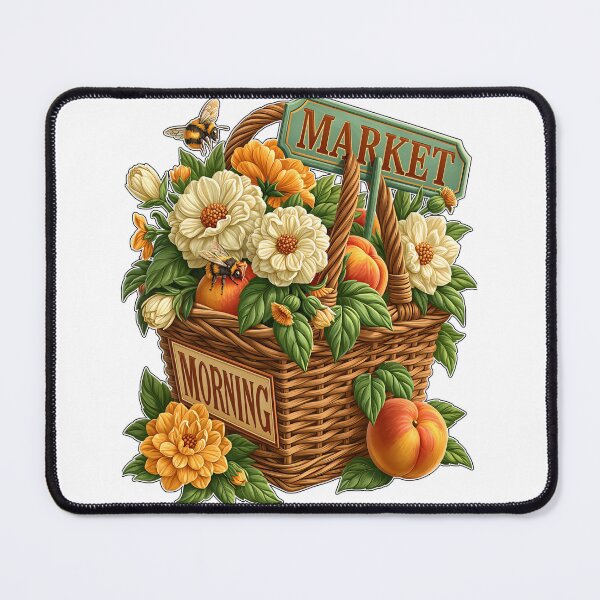 Item preview, Morning Market Basket with Flowers and Peaches designed and sold by Marcikart.
