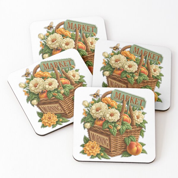 Item preview, Morning Market Basket with Flowers and Peaches designed and sold by Marcikart.