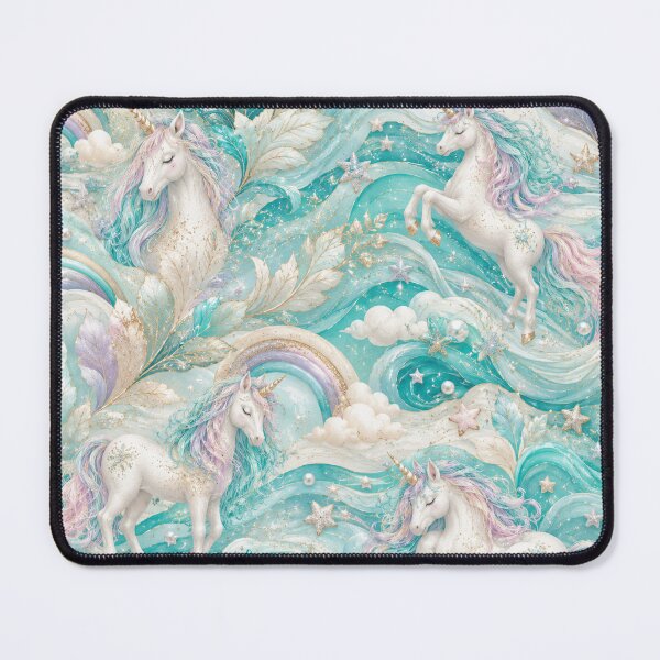 Item preview, Unicorn and rainbow pattern teal designed and sold by Heaven1111.