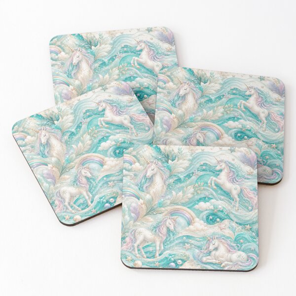 Item preview, Unicorn and rainbow pattern teal designed and sold by Heaven1111.