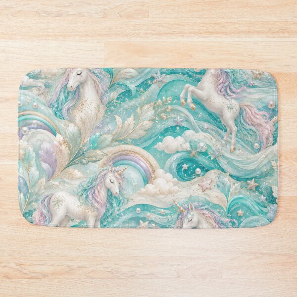 Item preview, Unicorn and rainbow pattern teal designed and sold by Heaven1111.