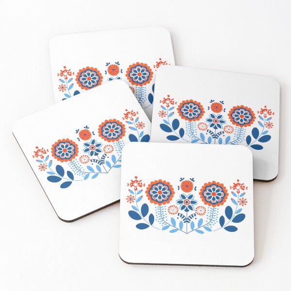 Item preview, Scandinavian-inspired folk art blue and red designed and sold by xiao xuans.