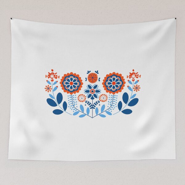 Item preview, Scandinavian-inspired folk art blue and red designed and sold by xiao xuans.