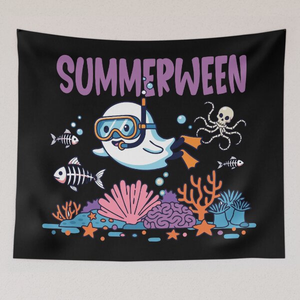 Item preview, Summerween Funny Ghost Halloween spooky snorkeling  designed and sold by Colorfulman.