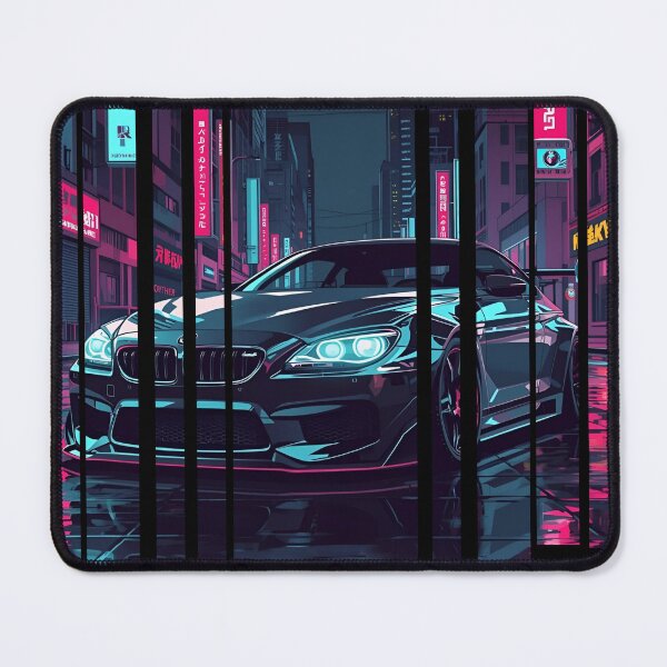 Item preview, B.W M6 sideways cyberpunk neon city, high contrast colors, cinematic lighting, bold vector illustration 28 designed and sold by Neon G.