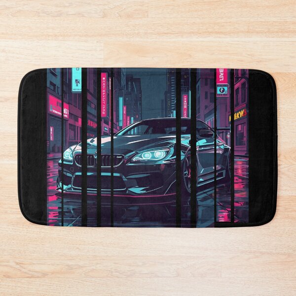 Item preview, B.W M6 sideways cyberpunk neon city, high contrast colors, cinematic lighting, bold vector illustration 28 designed and sold by Neon G.