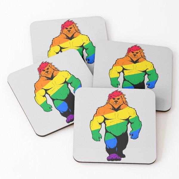Item preview, Muscular Furry Bara Bear LGBTQ Pride designed and sold by BlueBullBazaar.