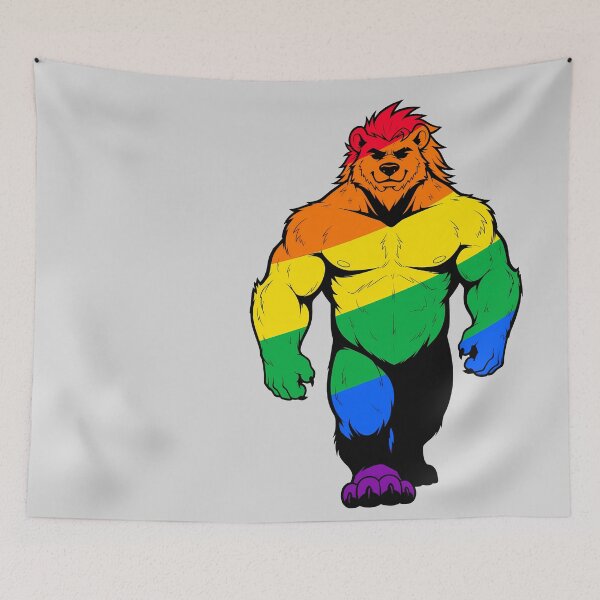 Item preview, Muscular Furry Bara Bear LGBTQ Pride designed and sold by BlueBullBazaar.
