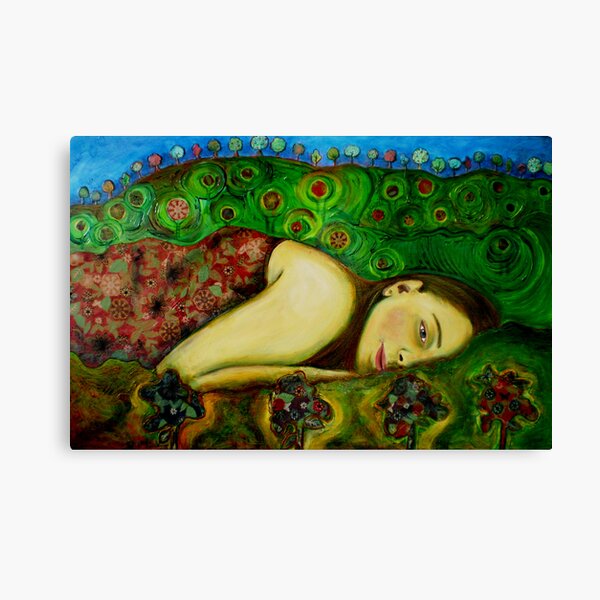 Girl in a Hundertwasser Landscape Canvas Print