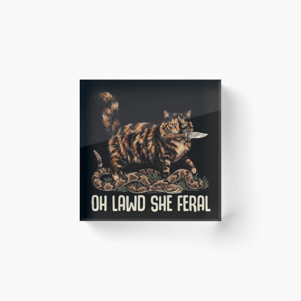 Item preview, Oh Lawd She Feral - Funny Tortoiseshell Cat with Knife Meme designed and sold by haitrieuic96.