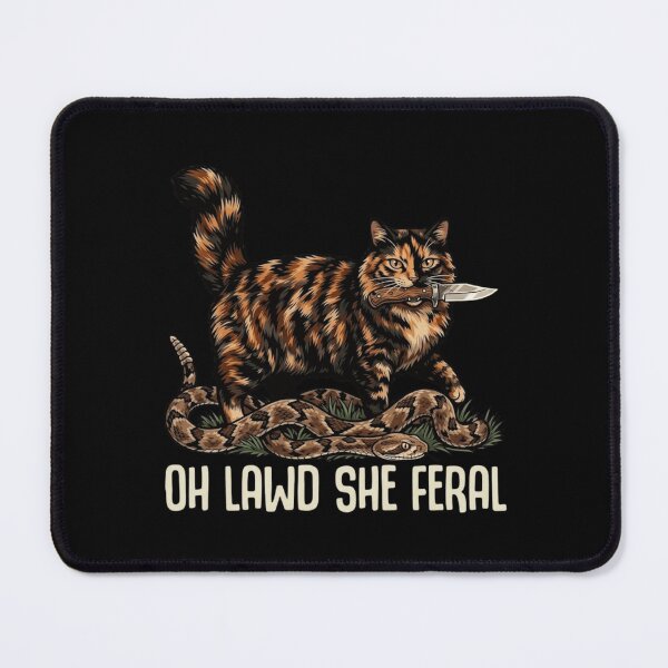 Item preview, Oh Lawd She Feral - Funny Tortoiseshell Cat with Knife Meme designed and sold by haitrieuic96.