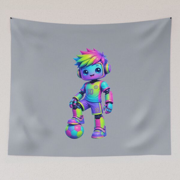 Item preview, Neon Soccer Robot Boy – Kawaii Futuristic Football Player designed and sold by Aimetoi.