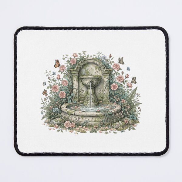 Item preview, Secret Garden Fountain Roses Butterfly Art designed and sold by Fenay Designs.