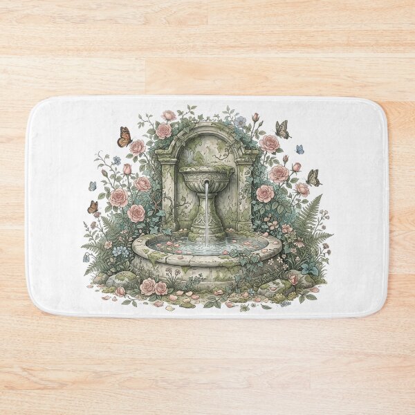 Item preview, Secret Garden Fountain Roses Butterfly Art designed and sold by Fenay Designs.