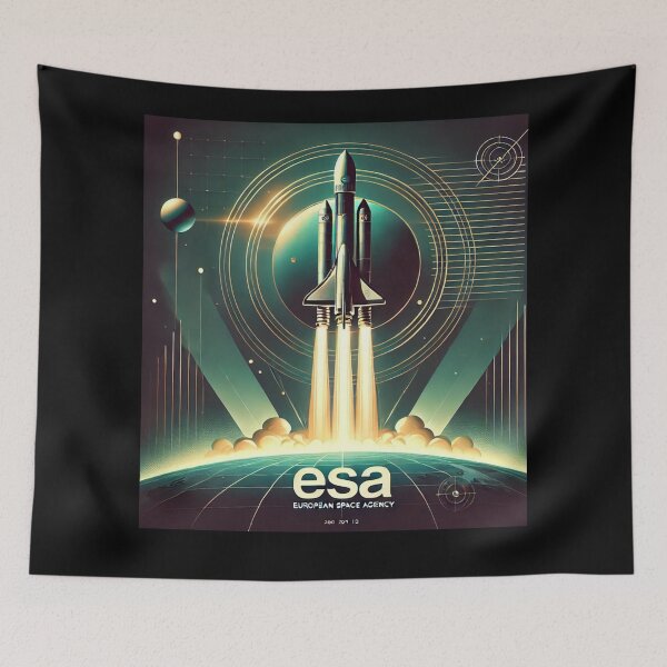 Item preview, European Space Agency Inspired Retro Space Exploration Emblem Design designed and sold by TEEJAMBOREE.