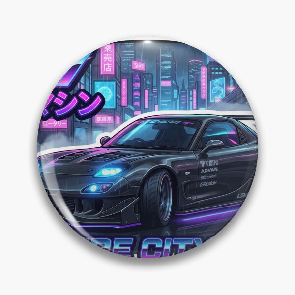 Item preview, Cyberpunk Mazda RX-7 FD Future City Neon JDM Sticker designed and sold by R & K Fashions.