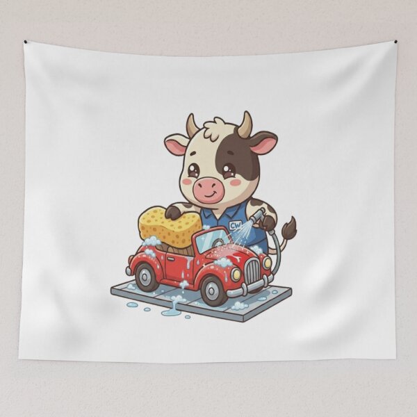 Item preview, Cute Cow Washing Red Car designed and sold by Ella_Sketch.