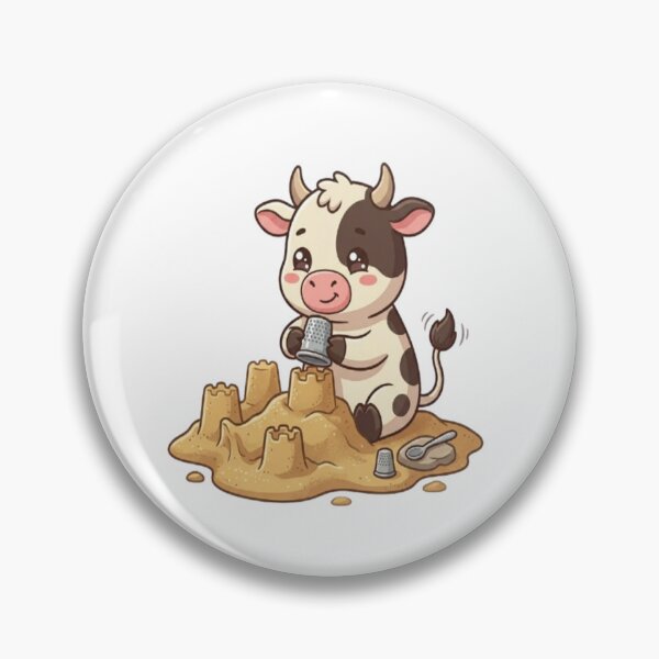 Item preview, Cute Cow Building Sandcastle Beach designed and sold by Ella_Sketch.