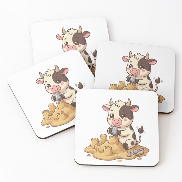Item preview, Cute Cow Building Sandcastle Beach designed and sold by Ella_Sketch.