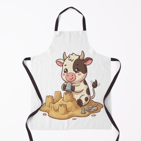 Item preview, Cute Cow Building Sandcastle Beach designed and sold by Ella_Sketch.
