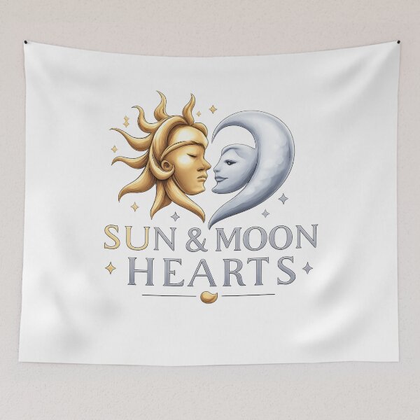 Item preview, Sun & Moon Hearts – Celestial Love Illustration, Complementary Romantic Heart Design for Couples designed and sold by JagrDesigns.