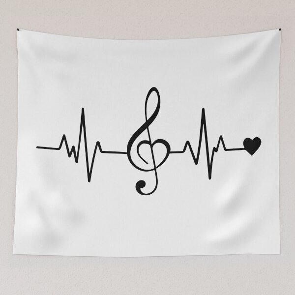 Item preview, Music Is My Heartbeat – Minimal Music Note Line Art | Retro Music Lover Design designed and sold by KezArttt.