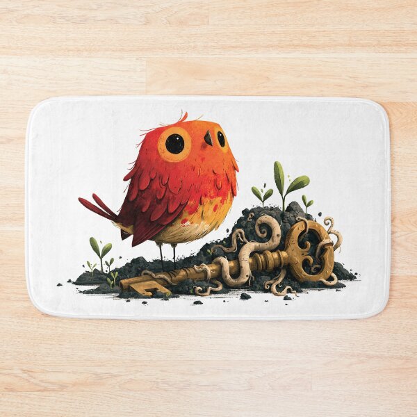 Item preview, Secret Garden Red Bird Golden Key Art designed and sold by Fenay Designs.