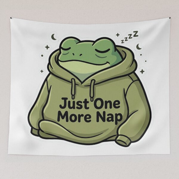 Item preview, Just One More Nap Frog – Sleepy Hoodie Frog Cozy Cartoon Design designed and sold by ArtsyExplorer.