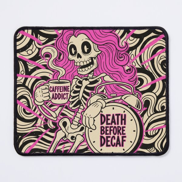 Item preview, Overstimulated Moms Club -Death Before Decaf Caffeine Addict Retro Skeleton designed and sold by InkRebelprint.