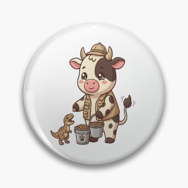 Item preview, Cute Cow Zookeeper Feeding Dinosaur designed and sold by Ella_Sketch.