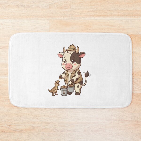 Item preview, Cute Cow Zookeeper Feeding Dinosaur designed and sold by Ella_Sketch.