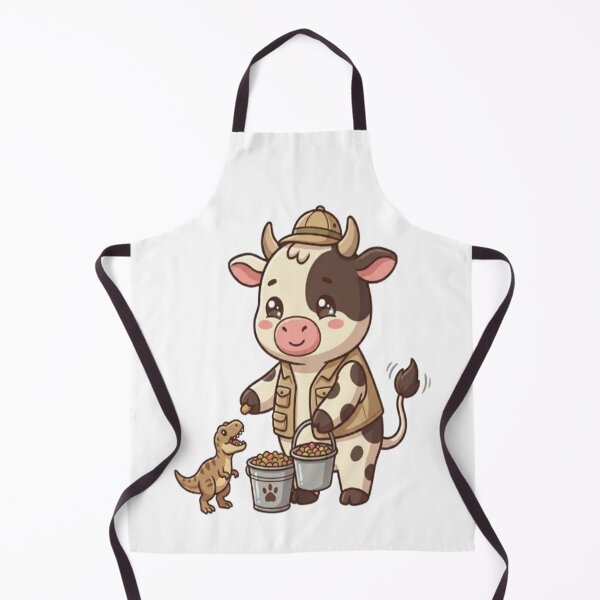 Item preview, Cute Cow Zookeeper Feeding Dinosaur designed and sold by Ella_Sketch.