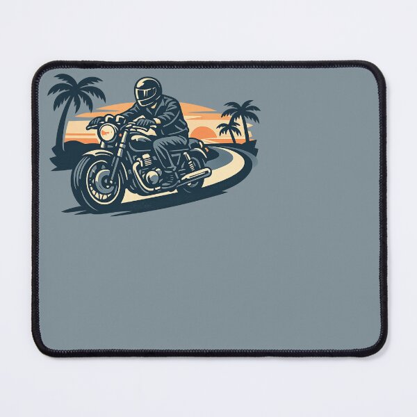 Item preview, Dynamic Tropical Motorcycle Rider - Retro Sunset Road Emblem designed and sold by SilentPowerArt.