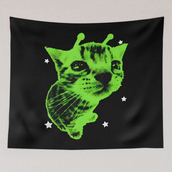 Item preview, Y2K Alien Cat Meme Retro Silly Cat Vintage Space Kitty Funny designed and sold by siennalabeoo.