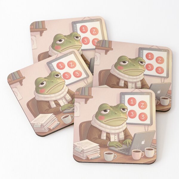 Item preview, Tired Office Frog At Desk Cozy Corporate Burnout designed and sold by SoftAuraStudi0.